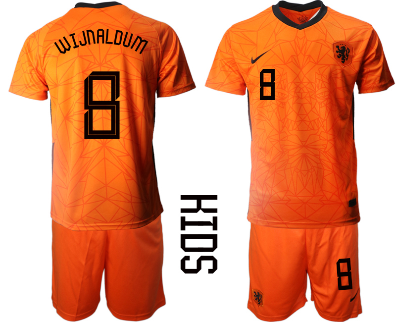 Cheap 2021 European Cup Netherlands home Youth 8 soccer jerseys
